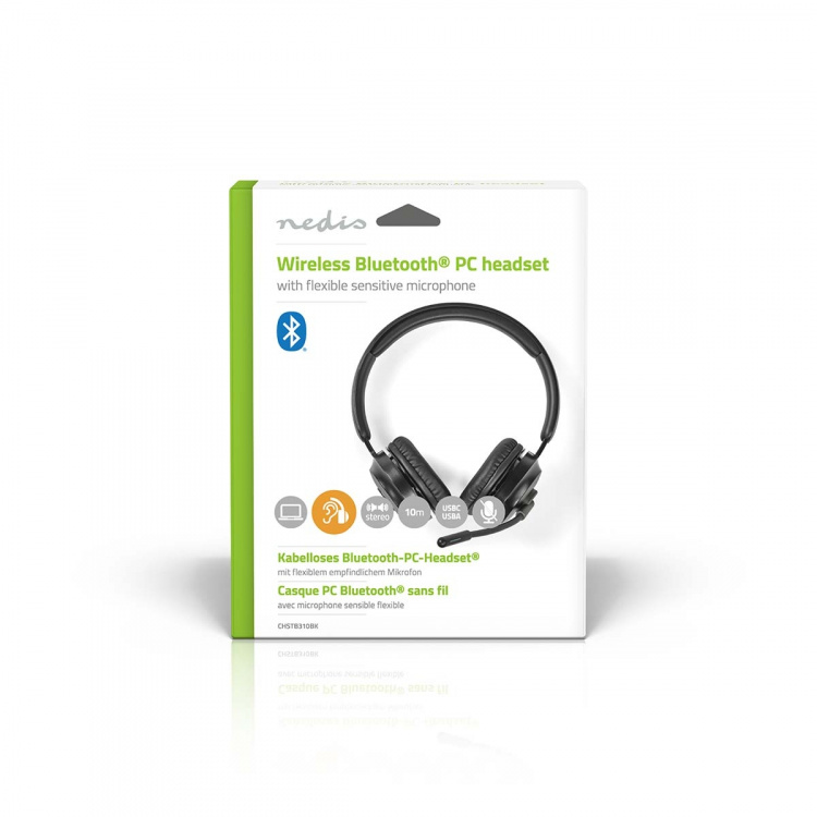 Nedis PC-Headset | On-Ear | Stereo | Bluetooth | Inklapbare Microfoon | Zwart