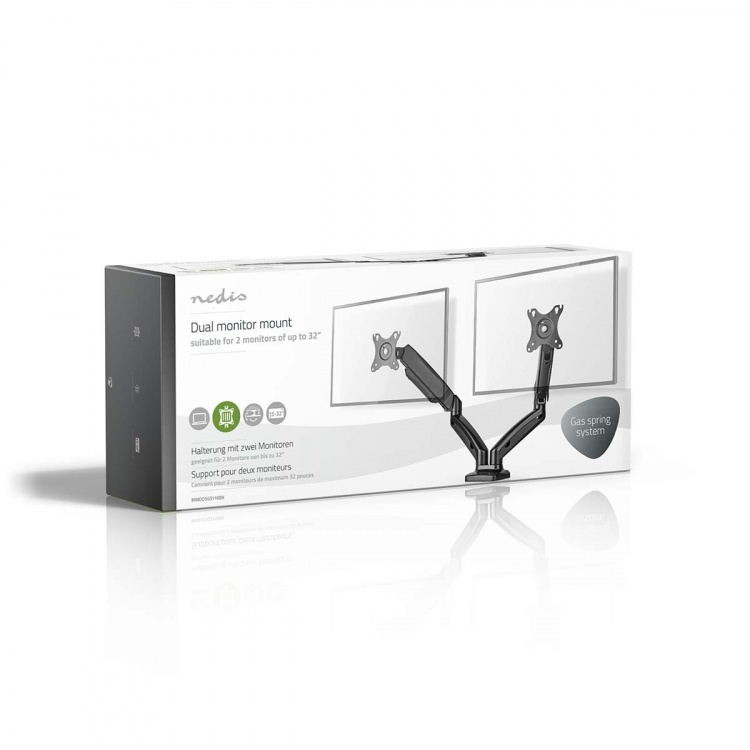Nedis Monitorbeugel voor Bureaus | Gasveer | 2 Schermen | 15 - 32 