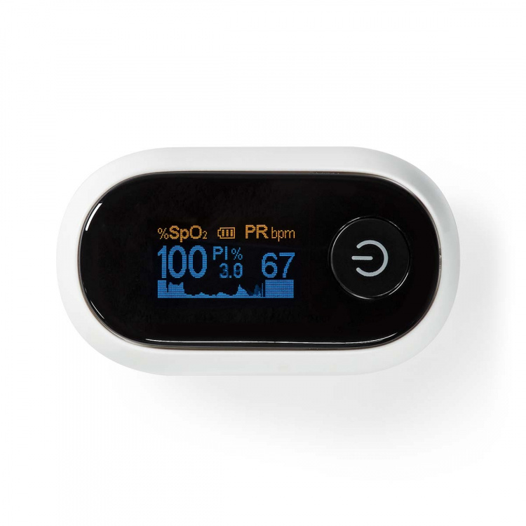 Nedis SmartLife Pulse Oximeter | Bluetooth® | LED | Anti-bewegingsinterferentie / Auditief alarm / Hoge precisie sensor / Perfusie-index / Polsslag / Zuurstofverzadiging (SpO2) | Wit