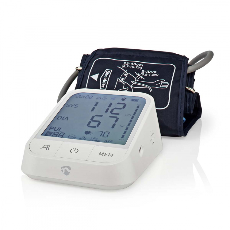Nedis SmartLife Bloeddrukmeter | Arm | Bluetooth® | LCD | 22 - 42 cm | Aanduiding van stil houden / Detectie van onregelmatige hartslag / Detectie voor het dragen van armband | Wit Nedis SmartLife Bloeddrukmeter | Arm | Bluetooth® | LCD | 22 - 42 cm | Aanduiding van stil houden / Detectie van onregelmatige hartslag / Detectie voor het dragen van armband | Wit