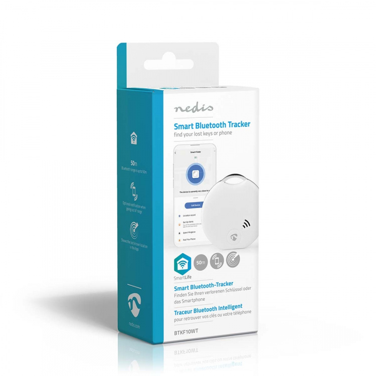 Nedis SmartLife Keyfinder | Batterij Gevoed | 1x CR2032 | Incl. batterij(en) | Bluetooth® versie: 4.0 | Batterijlevensduur tot: 1 Jaar | Wit | 1 Stuks