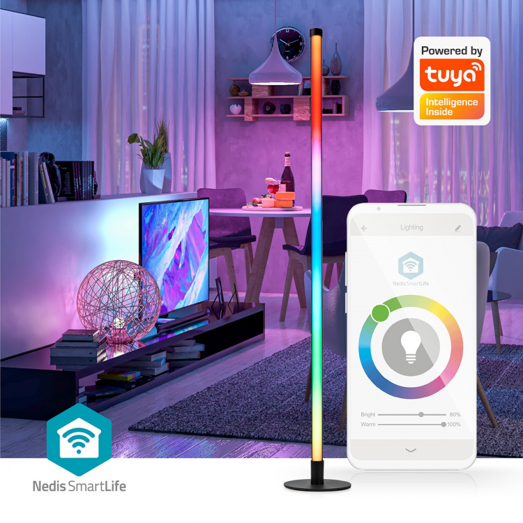 Nedis SmartLife Sfeerverlichting | Wi-Fi | Tube | 180 lm | RGBIC / Warm tot Koel Wit | 2700 - 6500 K | 10 W | Metaal / Siliconen | 1 Stuks