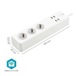 Nedis SmartLife Stekkerdoos | 3x Randaarde stekker (CEE 7/3) / 4 x USB | 16 A | 3680 W | 1.80 m | -10 - 40 °C | Android™ / IOS | Wit