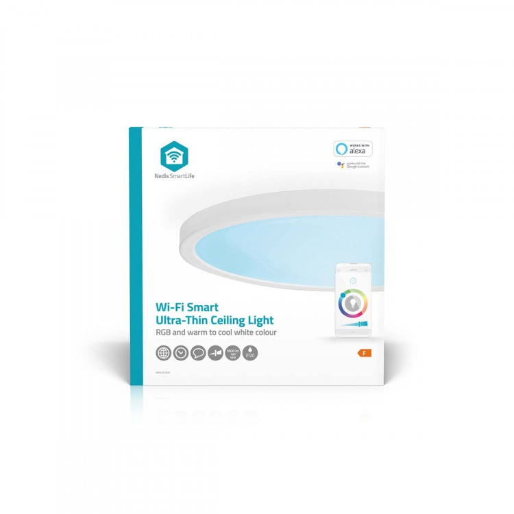 Nedis SmartLife Plafondlamp | RGB / Warm tot Koel Wit | Rond | Diameter: 290 mm | 1800 lm | 2700 - 6500 K | IP20 | Energieklasse: F | Android™ / IOS