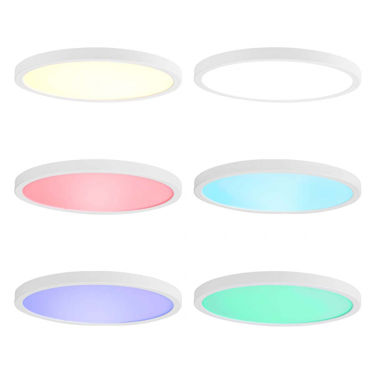Nedis SmartLife Plafondlamp | RGB / Warm tot Koel Wit | Rond | Diameter: 290 mm | 1800 lm | 2700 - 6500 K | IP20 | Energieklasse: F | Android™ / IOS
