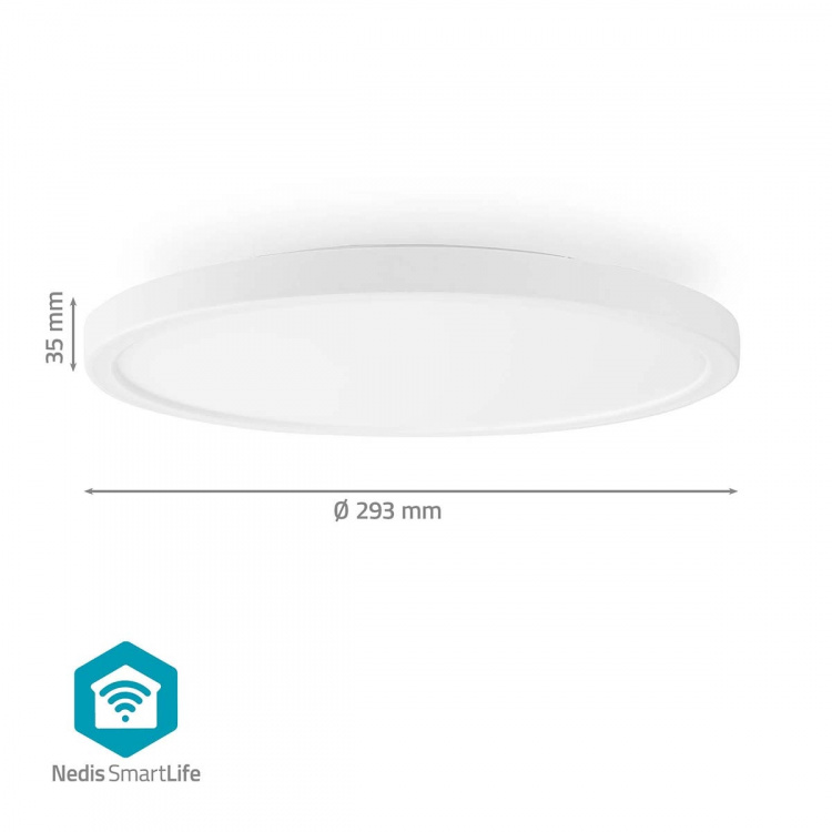 Nedis SmartLife Plafondlamp | RGB / Warm tot Koel Wit | Rond | Diameter: 290 mm | 1800 lm | 2700 - 6500 K | IP20 | Energieklasse: F | Android™ / IOS