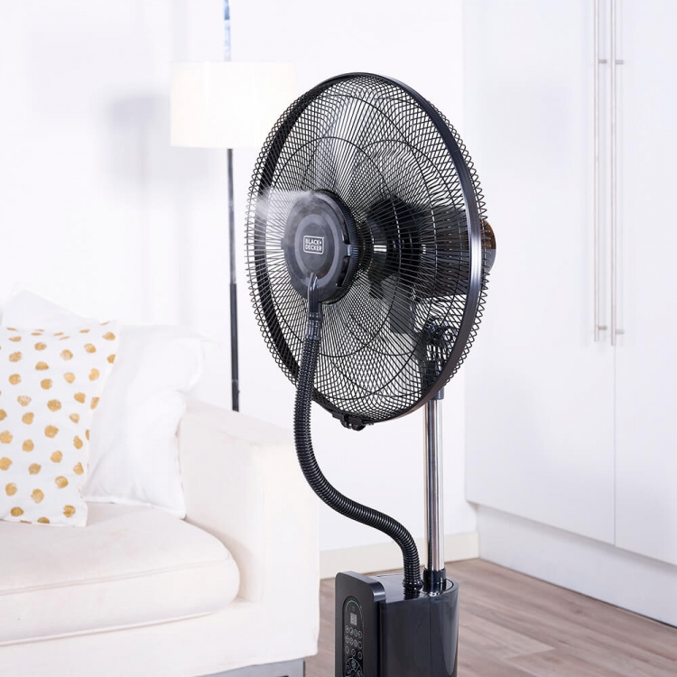 Floor Fan With Cooling Mist Black