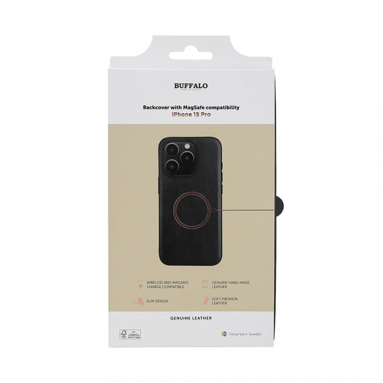Phone Case Leather Magseries Black - iPhone 15 Pro 