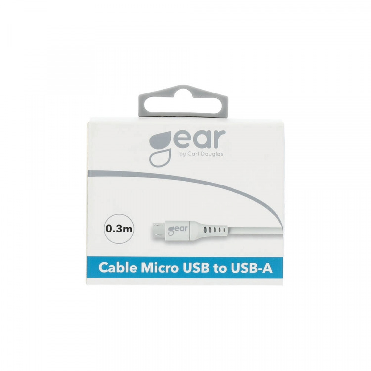 Round Charging Cable MicroUSB to USB-A 0.3m White 