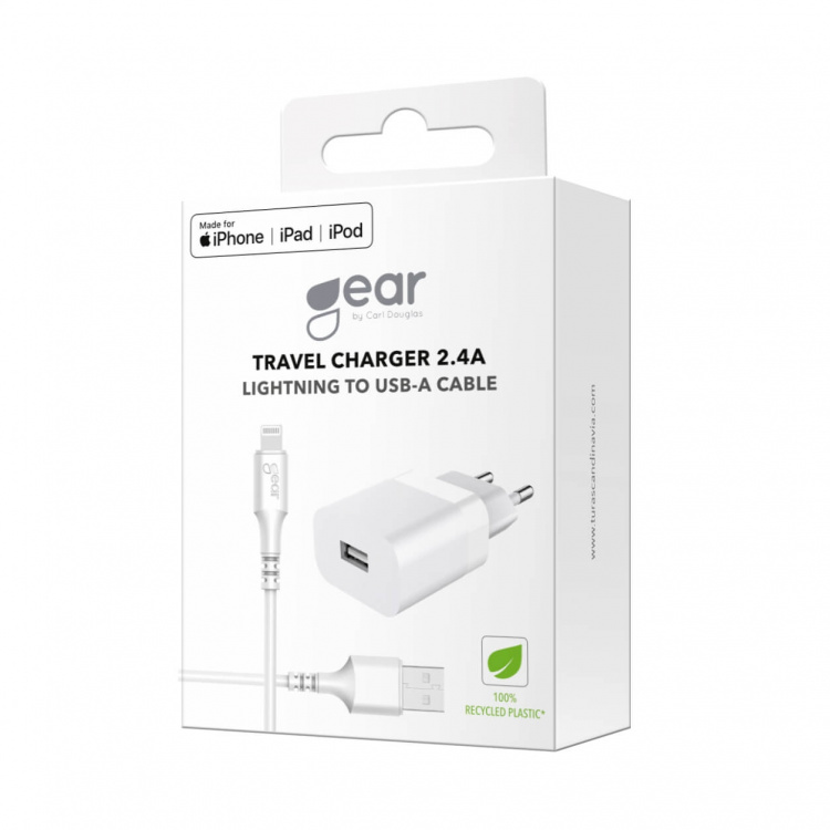 Charger 220V 1xUSB 2,4A White Lightning cable 1m MFI C89 Charger 220V 1xUSB 2,4A White Lightning cable 1m MFI C89