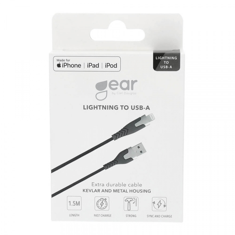Cable PRO USB-A to Lightning C89 1.5m Black Kevlarcabel and Metalhousing