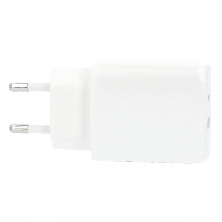 Charger 220V 1xUSB-C + 1xUSB-A PD/PPS 25W + 18W QC White Charger 220V 1xUSB-C + 1xUSB-A PD/PPS 25W + 18W QC White