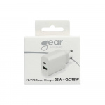 Charger 220V 1xUSB-C + 1xUSB-A PD/PPS 25W + 18W QC White Charger 220V 1xUSB-C + 1xUSB-A PD/PPS 25W + 18W QC White