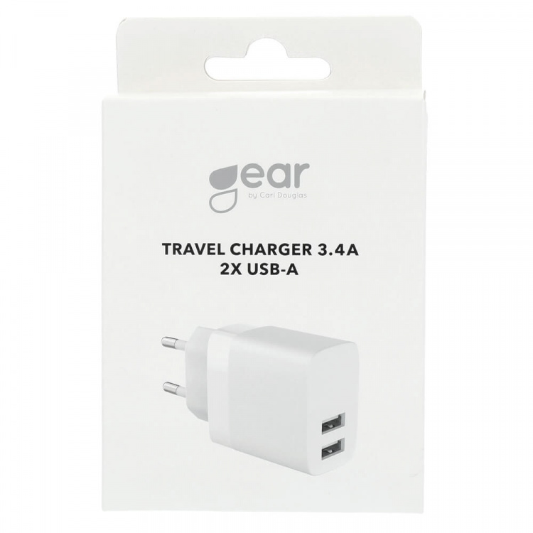 Charger 220V 2xUSB-A 3,4A White