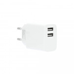 Charger 220V 2xUSB-A 3.4A White USB-C 2.0 Cable 1m