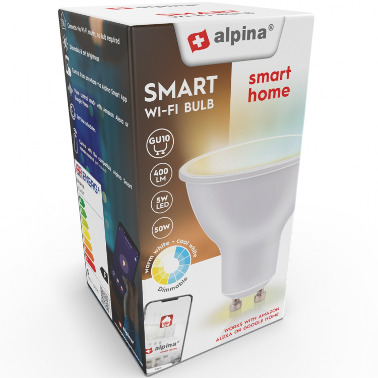 Alpina WiFi Smart GU10 LED Warm/Koud Wit 4.9W 470 lm