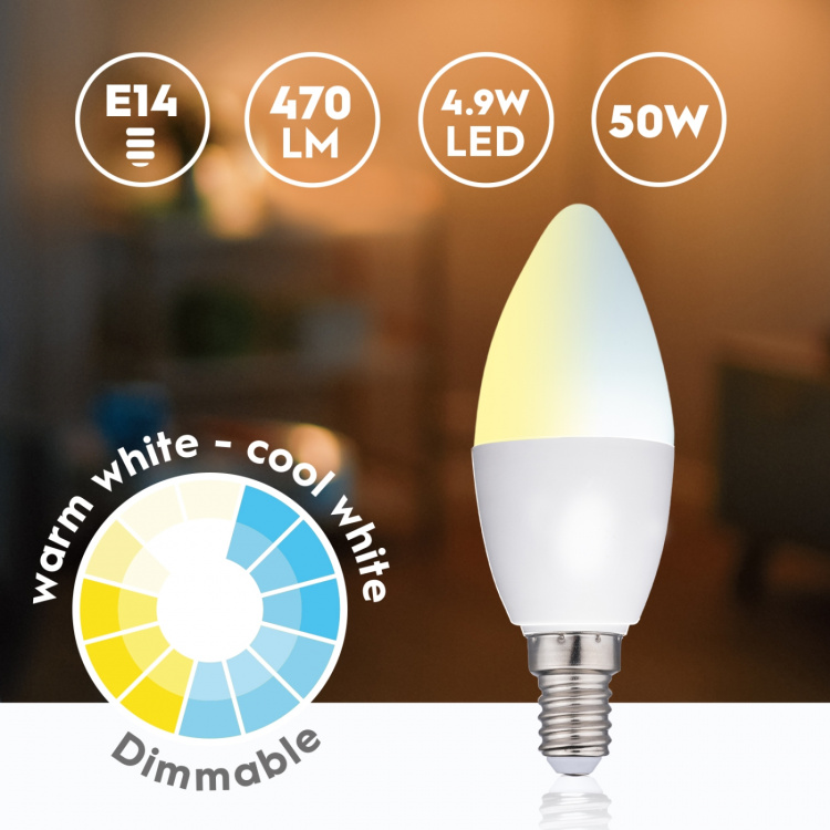Alpina WiFi Smart E14 LED Warm/Koud Wit 4,9W 470 lm Alpina WiFi Smart E14 LED Warm/Koud Wit 4,9W 470 lm