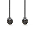 Nedis DIN-Audiokabel | DIN 5-Pins Male | DIN 5-Pins Male | Vernikkeld | 2.00 m | Rond | PVC | Zwart | Label
