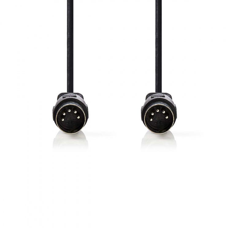 Nedis DIN-Audiokabel | DIN 5-Pins Male | DIN 5-Pins Male | Vernikkeld | 3.00 m | Rond | PVC | Zwart | Label