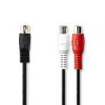 Nedis DIN-Audiokabel | DIN 5-Pins Male | 2x RCA Female | Vernikkeld | 0.20 m | Rond | PVC | Zwart | Label