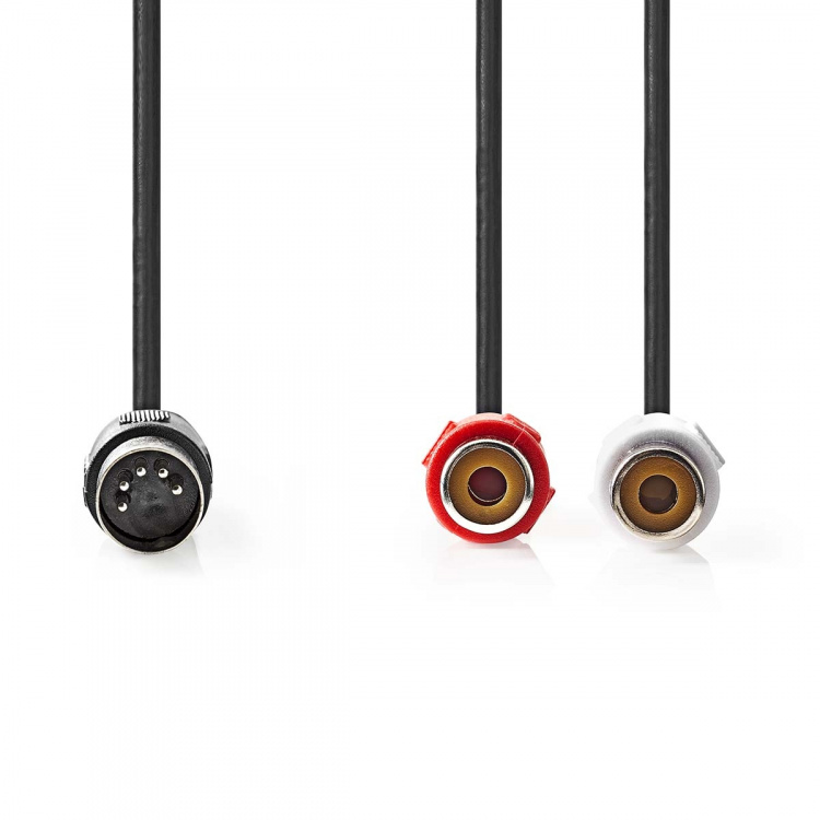 Nedis DIN-Audiokabel | DIN 5-Pins Male | 2x RCA Female | Vernikkeld | 0.20 m | Rond | PVC | Zwart | Label