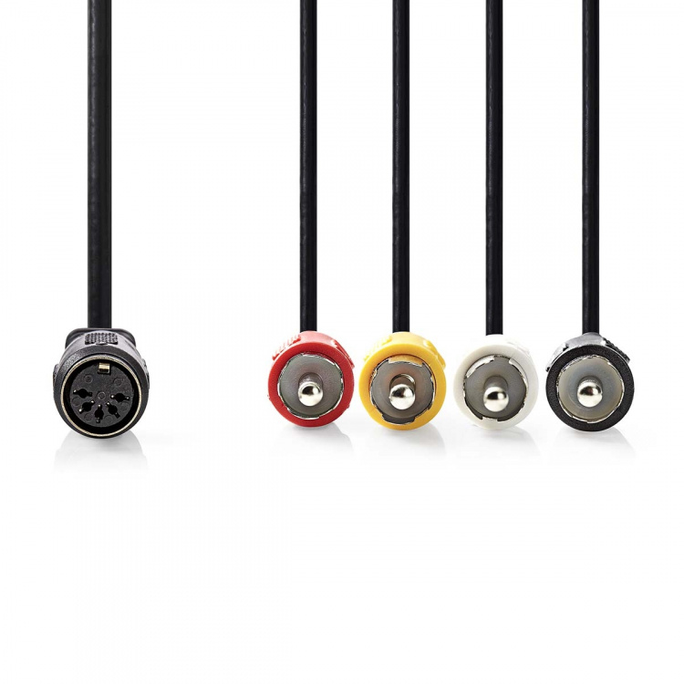 Nedis DIN-Audiokabel | DIN 5-Pins Female | 4x RCA Male | Vernikkeld | 0.20 m | Rond | PVC | Zwart | Label Nedis DIN-Audiokabel | DIN 5-Pins Female | 4x RCA Male | Vernikkeld | 0.20 m | Rond | PVC | Zwart | Label