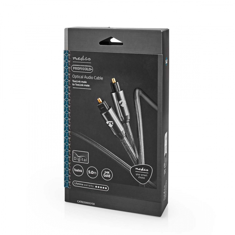 Nedis Optische Audiokabel | TosLink Male | TosLink Male | 5.00 m | Rond | Gevlochten | Gun Metal Grijs | Cover Window Box Nedis Optische Audiokabel | TosLink Male | TosLink Male | 5.00 m | Rond | Gevlochten | Gun Metal Grijs | Cover Window Box