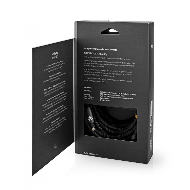 Nedis Optische Audiokabel | TosLink Male | TosLink Male | 5.00 m | Rond | Gevlochten | Gun Metal Grijs | Cover Window Box Nedis Optische Audiokabel | TosLink Male | TosLink Male | 5.00 m | Rond | Gevlochten | Gun Metal Grijs | Cover Window Box