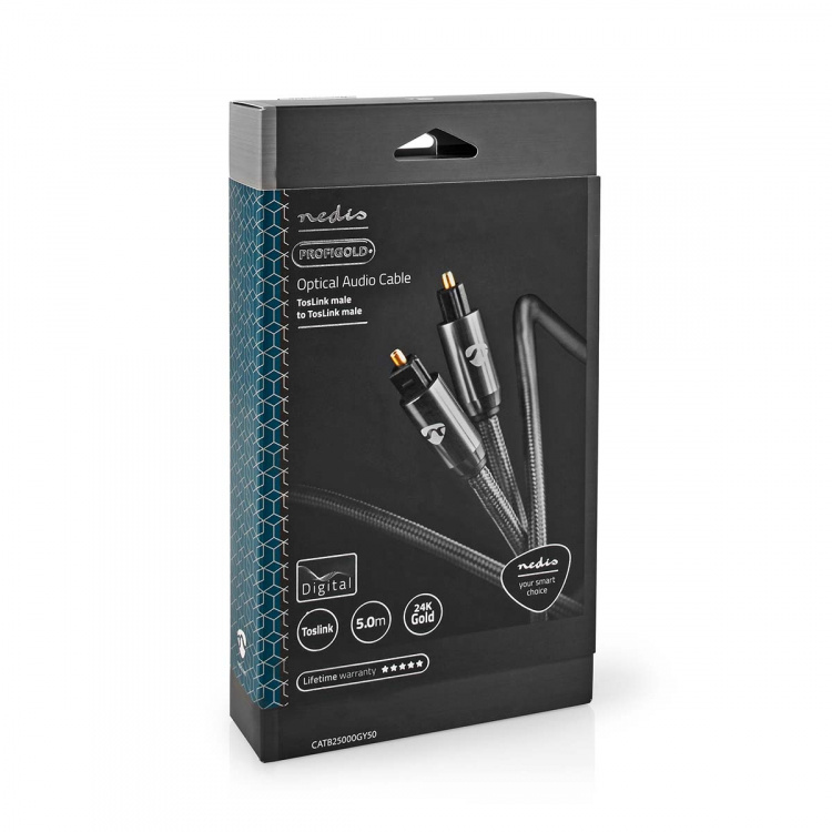 Nedis Optische Audiokabel | TosLink Male | TosLink Male | 5.00 m | Rond | Gevlochten | Gun Metal Grijs | Cover Window Box Nedis Optische Audiokabel | TosLink Male | TosLink Male | 5.00 m | Rond | Gevlochten | Gun Metal Grijs | Cover Window Box