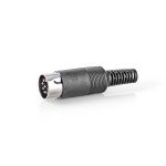Nedis DIN-Connector | Recht | Male | Vernikkeld | Twist-On | Diameter kabelinvoer: 6.0 mm | Polyvinylchloride (PVC) | Zwart | 25 Stuks | Polybag