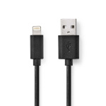 Nedis Lightning Kabel | USB 2.0 | Apple Lightning 8-Pins | USB-A Male | 480 Mbps | Vernikkeld | 2.00 m | Rond | PVC | Zwart | Label