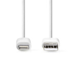 Nedis Lightning Kabel | USB 2.0 | Apple Lightning 8-Pins | USB-A Male | 480 Mbps | Vernikkeld | 1.00 m | Rond | PVC | Wit | Label