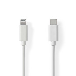 Nedis Lightning Kabel | USB 2.0 | Apple Lightning 8-Pins | USB-C™ Male | 480 Mbps | Vernikkeld | 1.00 m | Rond | PVC | Wit | Label Nedis Lightning Kabel | USB 2.0 | Apple Lightning 8-Pins | USB-C™ Male | 480 Mbps | Vernikkeld | 1.00 m | Rond | PVC | Wit | Label