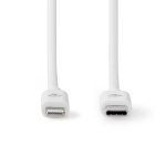Nedis Lightning Kabel | USB 2.0 | Apple Lightning 8-Pins | USB-C™ Male | 480 Mbps | Vernikkeld | 1.00 m | Rond | PVC | Wit | Label Nedis Lightning Kabel | USB 2.0 | Apple Lightning 8-Pins | USB-C™ Male | 480 Mbps | Vernikkeld | 1.00 m | Rond | PVC | Wit | Label