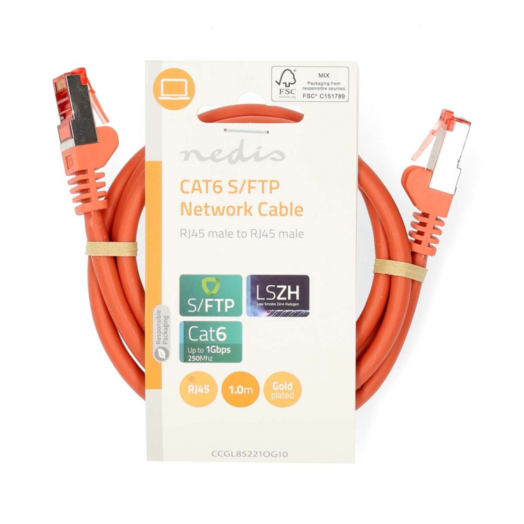 Nedis CAT6 Netwerkkabel | RJ45 Male | RJ45 Male | S/FTP | 1.00 m | Rond | LSZH | Oranje | Label Nedis CAT6 Netwerkkabel | RJ45 Male | RJ45 Male | S/FTP | 1.00 m | Rond | LSZH | Oranje | Label