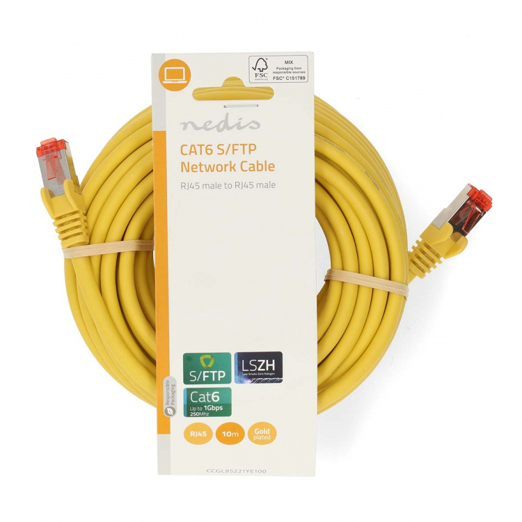 Nedis CAT6 Netwerkkabel | RJ45 Male | RJ45 Male | S/FTP | 10.0 m | Rond | LSZH | Geel | Label