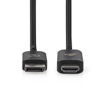 Nedis DisplayPort-Adapter | DisplayPort Male | HDMI™ Connector | 8K@30Hz | Vernikkeld | Recht | 1.80 m | Rond | TPE | Zwart | Envelop