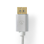 Nedis DisplayPort-Kabel | DisplayPort Male | DisplayPort Male | 8K@60Hz | Verguld | 2.00 m | Rond | Gevlochten | Zilver | Cover Window Box