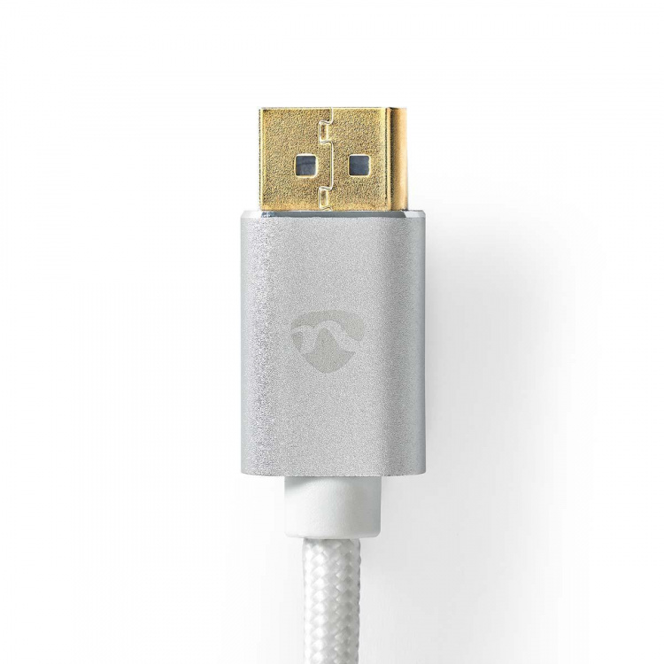 Nedis DisplayPort-Kabel | DisplayPort Male | DisplayPort Male | 8K@60Hz | Verguld | 2.00 m | Rond | Gevlochten | Zilver | Cover Window Box