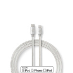 Nedis Lightning Kabel | USB 2.0 | USB-C™ Male | Apple Lightning 8-Pins | 480 Mbps | Verguld | 2.00 m | Rond | Gevlochten / Nylon | Aluminium | Cover Window Box