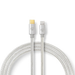 Nedis Lightning Kabel | USB 2.0 | USB-C™ Male | Apple Lightning 8-Pins | 480 Mbps | Verguld | 2.00 m | Rond | Gevlochten / Nylon | Aluminium | Cover Window Box