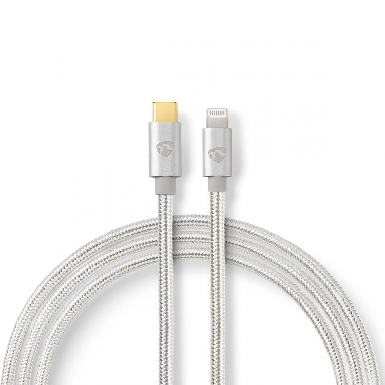 Nedis Lightning Kabel | USB 2.0 | USB-C™ Male | Apple Lightning 8-Pins | 480 Mbps | Verguld | 2.00 m | Rond | Gevlochten / Nylon | Aluminium | Cover Window Box