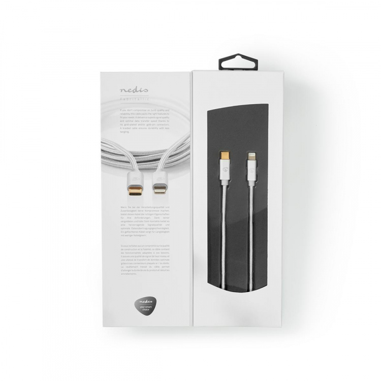 Nedis Lightning Kabel | USB 2.0 | USB-C™ Male | Apple Lightning 8-Pins | 480 Mbps | Verguld | 2.00 m | Rond | Gevlochten / Nylon | Aluminium | Cover Window Box