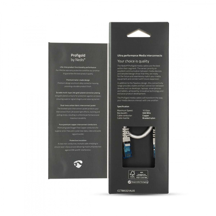 Nedis CAT6a netwerkkabel | S/FTP | RJ45 Male | RJ45 Male | 0.50 m | Snagless | Rond | Gevlochten / PVC | Zilver | Cover Window Box Nedis CAT6a netwerkkabel | S/FTP | RJ45 Male | RJ45 Male | 0.50 m | Snagless | Rond | Gevlochten / PVC | Zilver | Cover Window Box