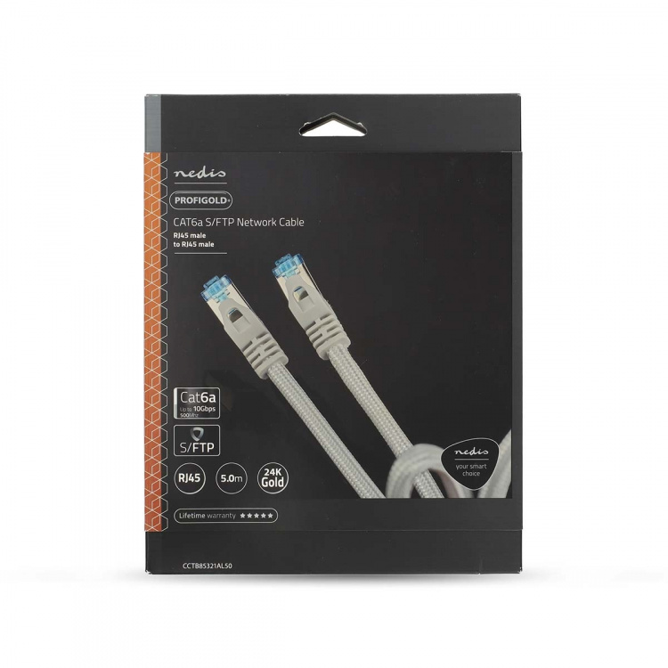 Nedis CAT6a netwerkkabel | S/FTP | RJ45 Male | RJ45 Male | 10.0 m | Snagless | Rond | Gevlochten / PVC | Zilver | Cover Window Box