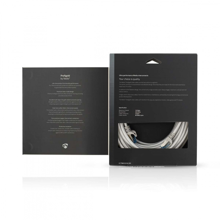 Nedis CAT6a netwerkkabel | S/FTP | RJ45 Male | RJ45 Male | 10.0 m | Snagless | Rond | Gevlochten / PVC | Zilver | Cover Window Box
