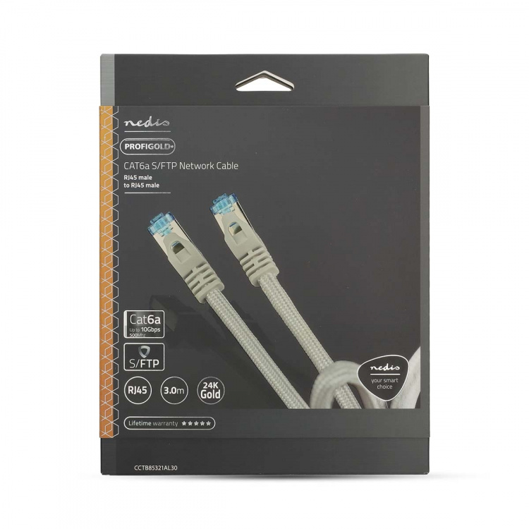 Nedis CAT6a netwerkkabel | S/FTP | RJ45 Male | RJ45 Male | 3.00 m | Snagless | Rond | Gevlochten / PVC | Zilver | Cover Window Box