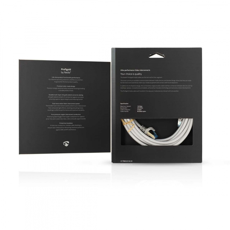 Nedis CAT6a netwerkkabel | S/FTP | RJ45 Male | RJ45 Male | 5.00 m | Snagless | Rond | Gevlochten / PVC | Zilver | Cover Window Box Nedis CAT6a netwerkkabel | S/FTP | RJ45 Male | RJ45 Male | 5.00 m | Snagless | Rond | Gevlochten / PVC | Zilver | Cover Window Box