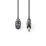 Nedis Ongebalanceerde Audiokabel | XLR 3-Pins Female | 6,35 mm Male | Vernikkeld | 1.50 m | Rond | PVC | Donkergrijs | Kartonnen Sleeve