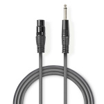 Nedis Ongebalanceerde Audiokabel | XLR 3-Pins Female | 6,35 mm Male | Vernikkeld | 5.00 m | Rond | PVC | Donkergrijs | Kartonnen Sleeve